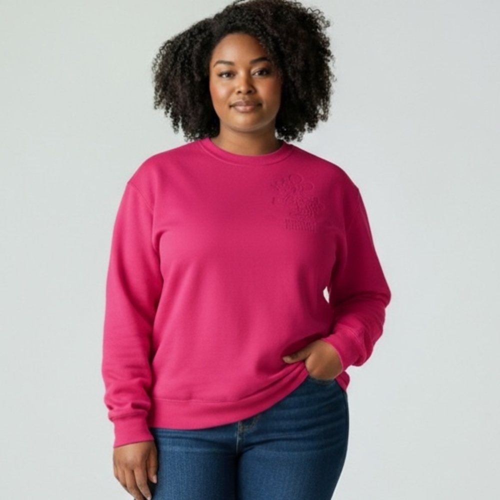 Vintage Disney Pink Embroidered Minnie Mouse Oversized Women’s Sweatshirt